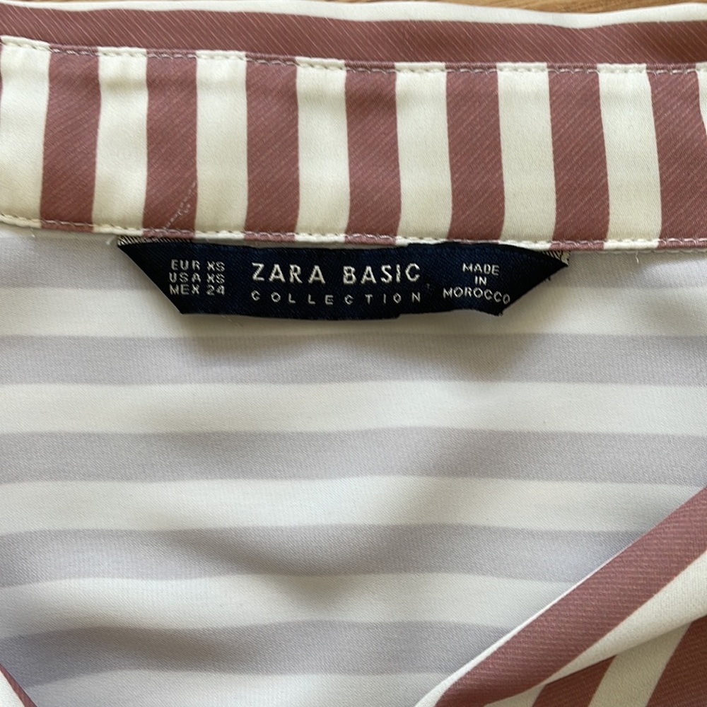 Zara striped pink and white satin shirt dress - Picture 4 of 4